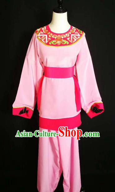Traditional Chinese Huangmei Opera Servant Pink Costumes Ancient Livehand Clothing for Men