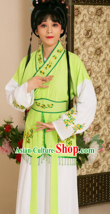 Traditional Chinese Handmade Beijing Opera Young Lady Green Dress Ancient Maidservants Costumes for Women
