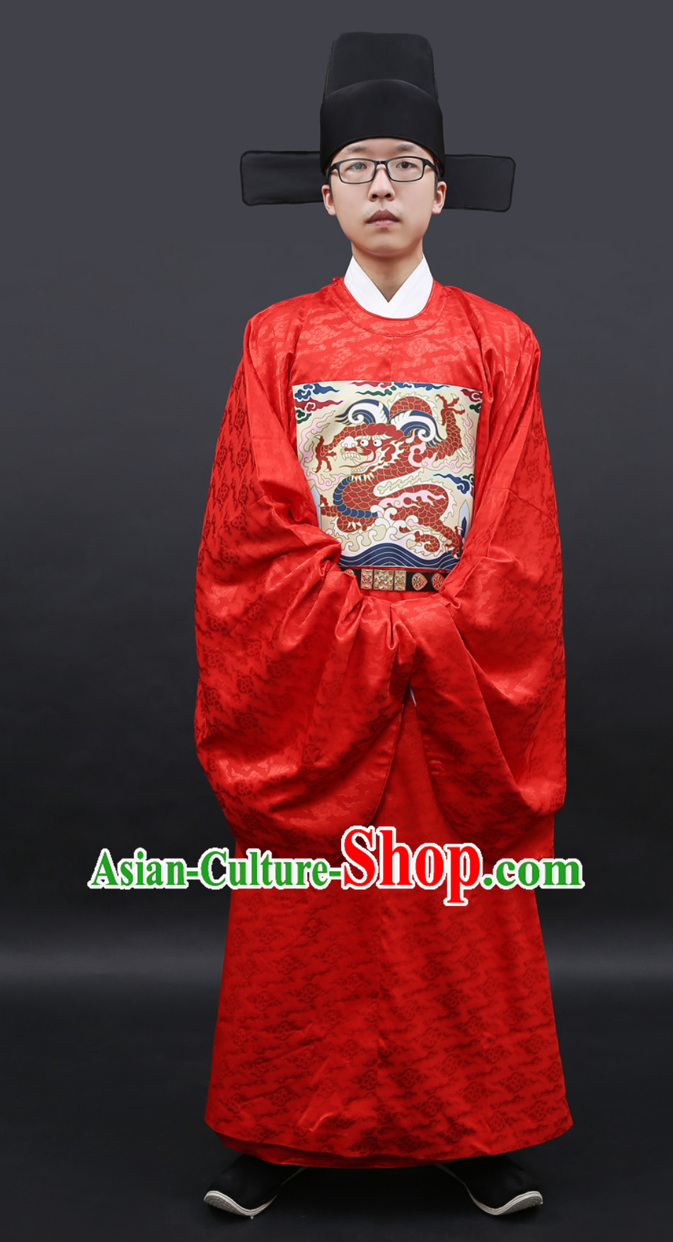 Ancient Chinese Government Official Costumes Clothing and Hat Complete Set