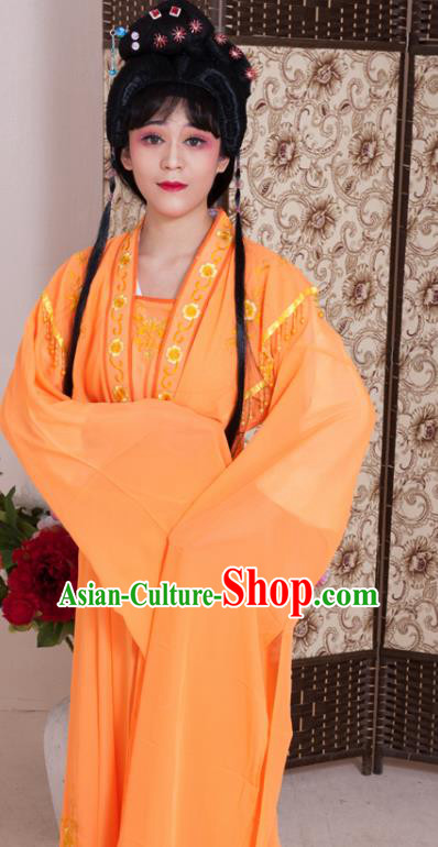 Handmade Traditional Chinese Beijing Opera Diva Orange Dress Ancient Nobility Lady Costumes for Women