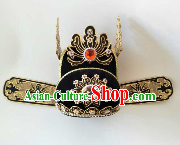 Traditional Chinese Beijing Opera Niche Black Hat Ancient Scholar Headwear for Men