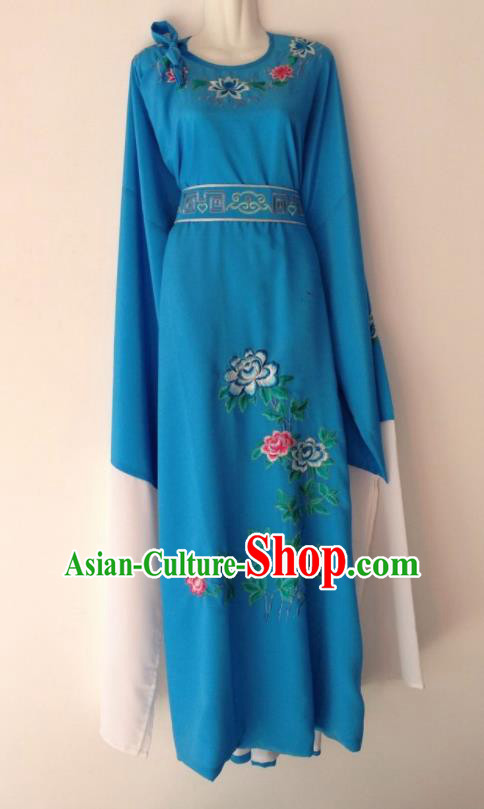 Traditional Chinese Huangmei Opera Niche Deep Blue Robe Ancient Gifted Scholar Costume for Men