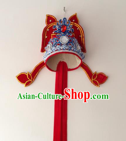 Traditional Chinese Beijing Opera Niche Red Hat Ancient Number One Scholar Headwear for Men