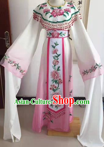 Handmade Traditional Chinese Beijing Opera Princess Pink Clothing Ancient Court Lady Costumes for Women