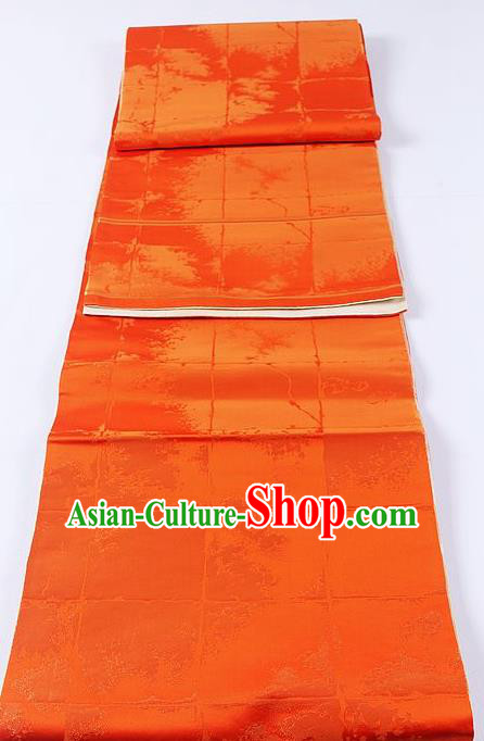 Traditional Japanese Classical Pattern Orange Waistband Kimono Brocade Accessories Yukata Belt for Women