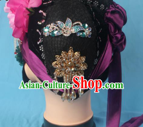 Traditional Chinese Beijing Opera Old Women Hair Accessories Hairpins Ancient Matchmaker Headwear for Women