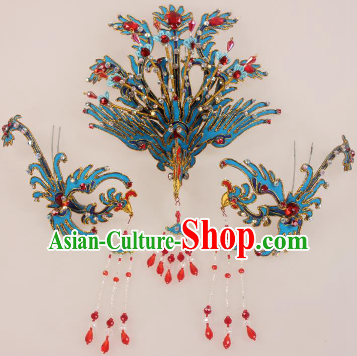 Traditional Chinese Beijing Opera Diva Hair Accessories Phoenix Hairpins Ancient Court Princess Headwear for Women