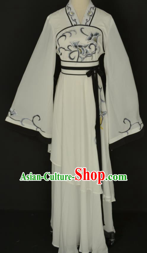 Handmade Traditional Chinese Beijing Opera Hua Tan White Dress Ancient Court Maid Costumes for Women