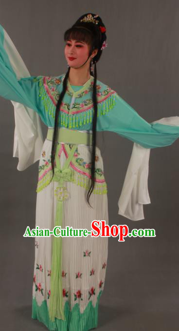 Traditional Chinese Peking Opera Actress Green Dress Ancient Court Princess Costumes for Women