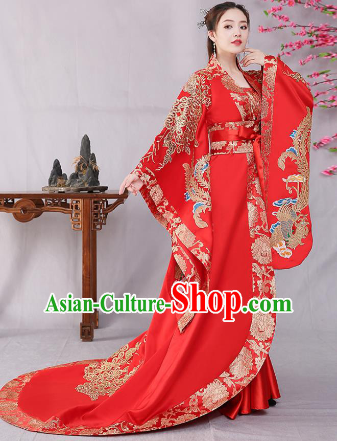 Traditional Chinese Tang Dynasty Court Wedding Red Hanfu Dress Ancient Drama Imperial Consort Replica Costumes for Women