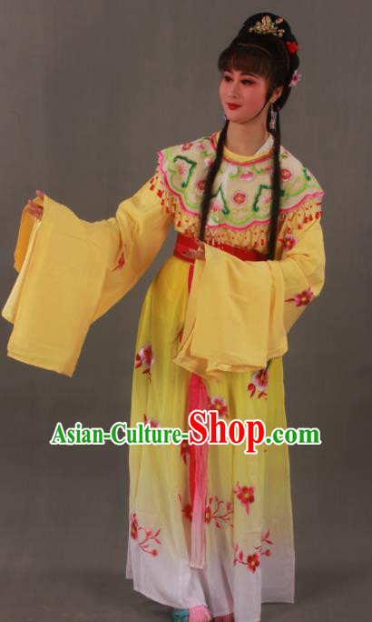 Traditional Chinese Peking Opera Actress Yellow Dress Ancient Imperial Princess Costume for Women