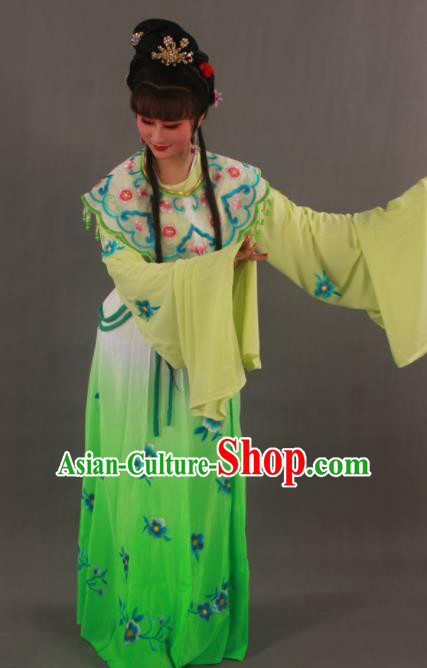 Traditional Chinese Peking Opera Actress Green Dress Ancient Imperial Princess Costume for Women