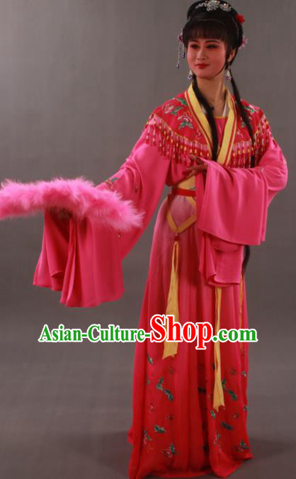 Traditional Chinese Peking Opera Actress Rosy Dress Ancient Aristocratic Miss Costume for Women