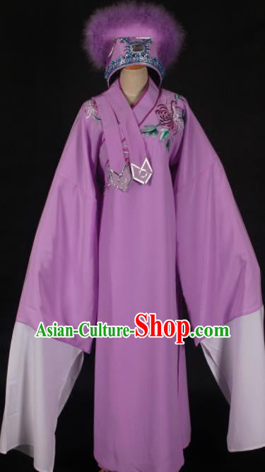 Traditional Chinese Huangmei Opera Niche Purple Robe Ancient Madam White Snake Xu Xian Costume for Men