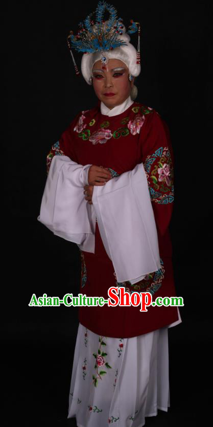 Traditional Chinese Peking Opera Stand By Amaranth Dress Ancient Dowager Countess Costume for Women