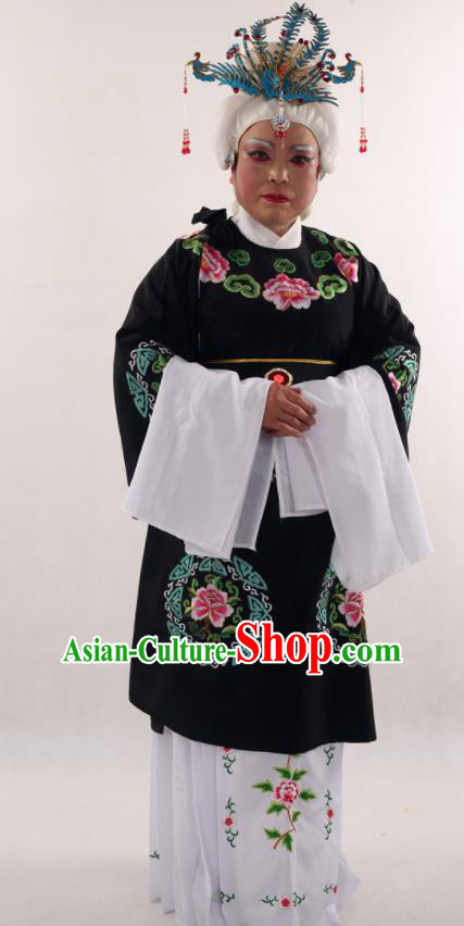 Traditional Chinese Peking Opera Stand By Black Dress Ancient Dowager Countess Costume for Women