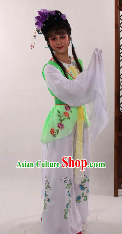 Traditional Chinese Peking Opera Maidservants Light Green Dress Ancient Servant Girl Costume for Women