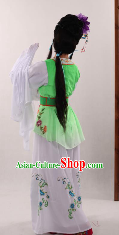 Traditional Chinese Peking Opera Maidservants Light Green Dress Ancient Servant Girl Costume for Women