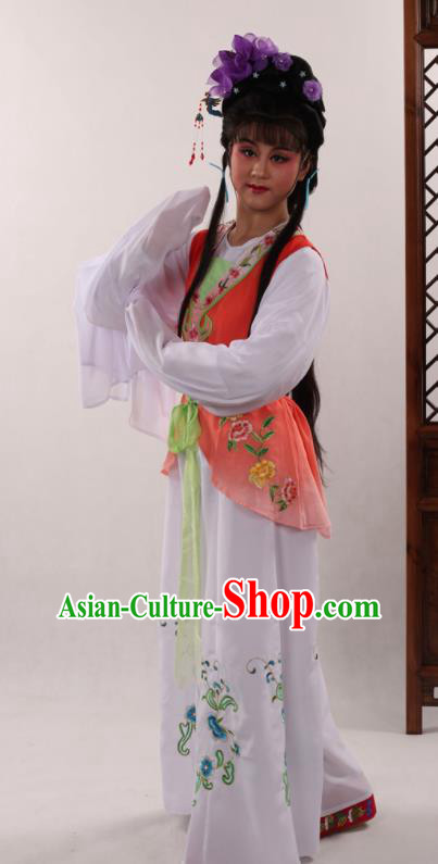 Traditional Chinese Peking Opera Maidservants Orange Dress Ancient Servant Girl Costume for Women