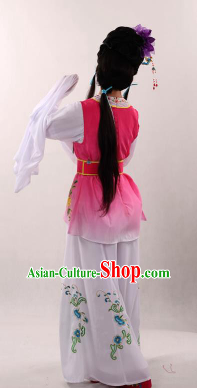 Traditional Chinese Peking Opera Maidservants Rosy Dress Ancient Servant Girl Costume for Women