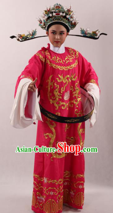 Traditional Chinese Huangmei Opera Niche Rosy Robe Ancient Number One Scholar Embroidered Costume for Men