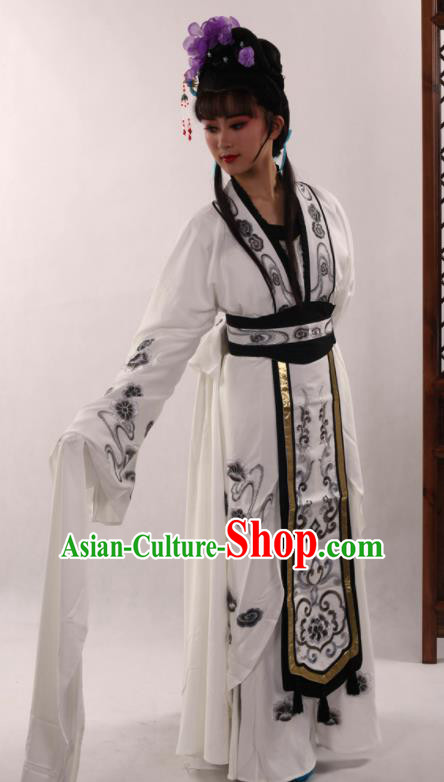 Traditional Chinese Peking Opera Diva White Dress Ancient Court Princess Costume for Women