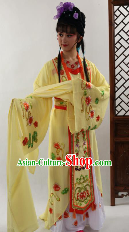 Traditional Chinese Peking Opera Diva Yellow Dress Ancient Court Princess Costume for Women