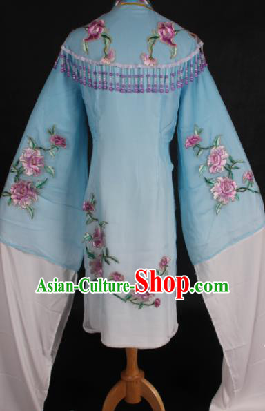 Traditional Chinese Peking Opera Diva Blue Dress Ancient Countess Costume for Women