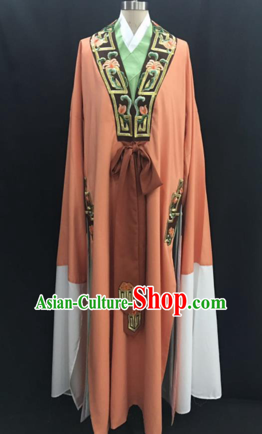 Traditional Chinese Huangmei Opera Niche Orange Robe Ancient Romance of the Western Chamber Scholar Costume for Men