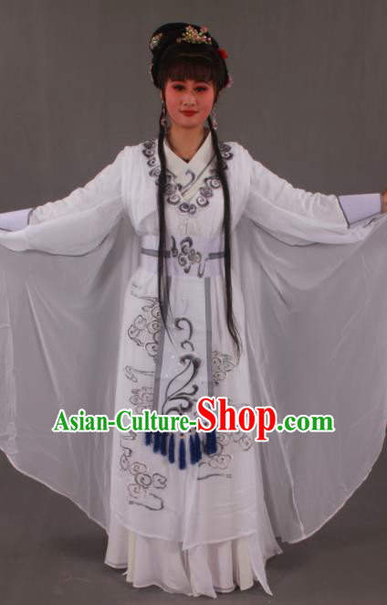 Traditional Chinese Peking Opera Actress White Dress Ancient Madam White Snake Bai Suzhen Costumes for Women