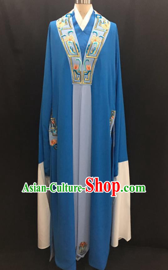 Traditional Chinese Huangmei Opera Niche Blue Robe Ancient Romance of the Western Chamber Scholar Costume for Men