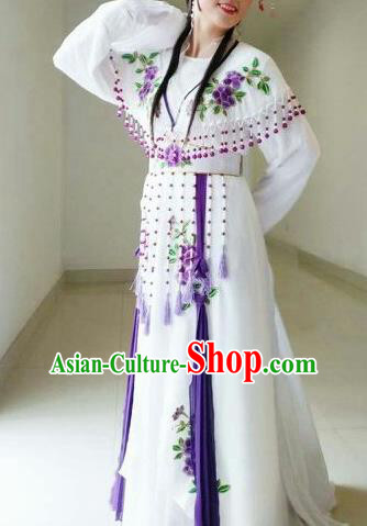 Traditional Chinese Peking Opera Diva White Dress Ancient Nobility Lady Costume for Women