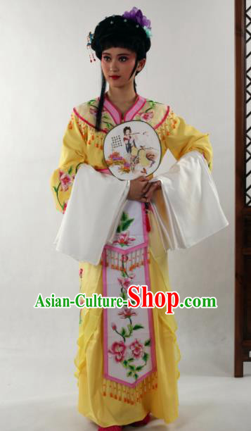 Traditional Chinese Huangmei Opera Diva Yellow Dress Ancient Peking Opera Nobility Lady Costume for Women