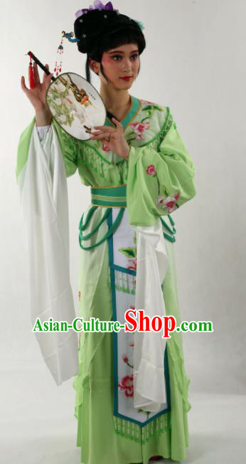 Traditional Chinese Huangmei Opera Diva Green Dress Ancient Peking Opera Nobility Lady Costume for Women