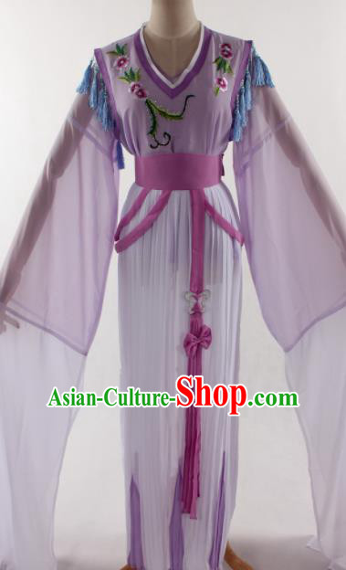 Traditional Chinese Shaoxing Opera Young Lady Purple Dress Ancient Peking Opera Diva Costume for Women