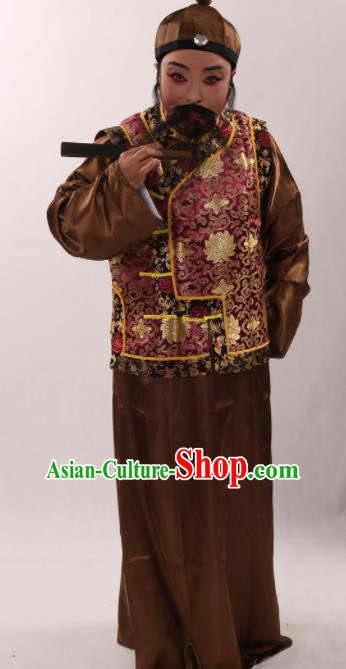 Traditional Chinese Shaoxing Opera Costume Ancient Qing Dynasty Long Gown and Mandarin Jacket for Men