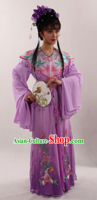 Traditional Chinese Peking Opera Diva Purple Dress Ancient Goddess Princess Costume for Women