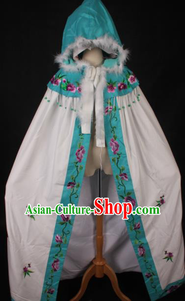 Traditional Chinese Shaoxing Opera Diva White Cape Ancient Peking Opera Princess Costume for Women