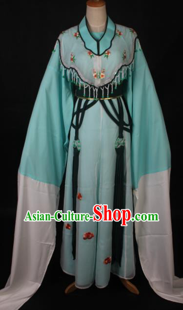 Traditional Chinese Shaoxing Opera Diva Lin Daiyu Green Dress Ancient Peking Opera Princess Costume for Women