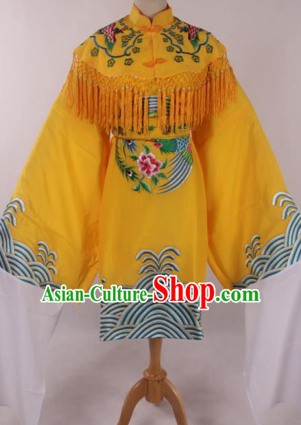 Traditional Chinese Shaoxing Opera Queen Yellow Dress Ancient Peking Opera Diva Costume for Women