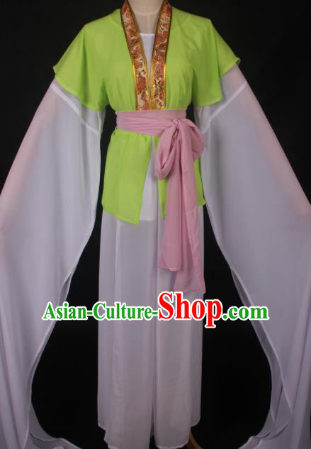 Traditional Chinese Shaoxing Opera Maidservants Green Dress Ancient Peking Opera Village Girl Costume for Women