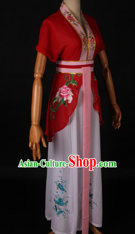 Traditional Chinese Shaoxing Opera Maidservant Yellow Dress Ancient Peking Opera Poor Lady Costume for Women