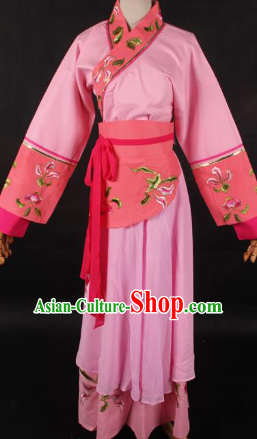 Chinese Traditional Shaoxing Opera Maidservant Pink Dress Ancient Peking Opera Servant Girl Costume for Women