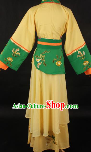 Chinese Traditional Shaoxing Opera Maidservant Yellow Dress Ancient Peking Opera Servant Girl Costume for Women