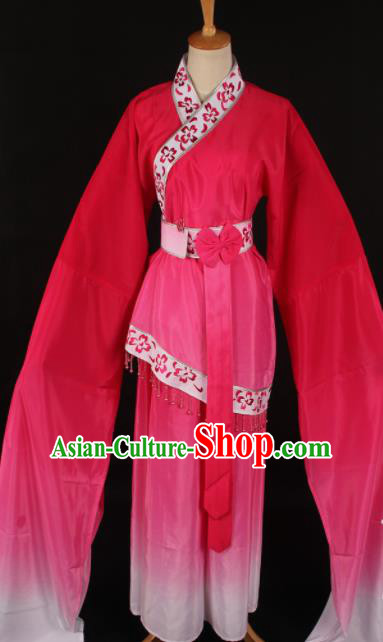 Chinese Traditional Shaoxing Opera Rosy Dress Ancient Peking Opera Maidservant Xi Shi Costume for Women