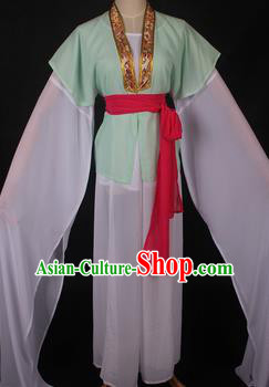 Traditional Chinese Shaoxing Opera Maidservants Light Green Dress Ancient Peking Opera Village Girl Costume for Women