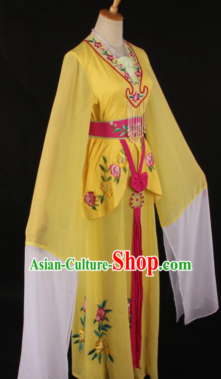 Chinese Traditional Shaoxing Opera A Dream in Red Mansions Yellow Dress Ancient Peking Opera Maidservant Costume for Women