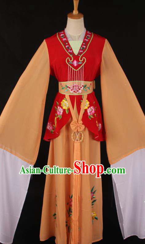 Chinese Traditional Shaoxing Opera A Dream in Red Mansions Orange Dress Ancient Peking Opera Maidservant Costume for Women