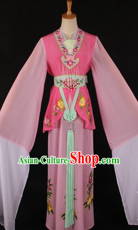 Chinese Traditional Shaoxing Opera A Dream in Red Mansions Pink Dress Ancient Peking Opera Maidservant Costume for Women