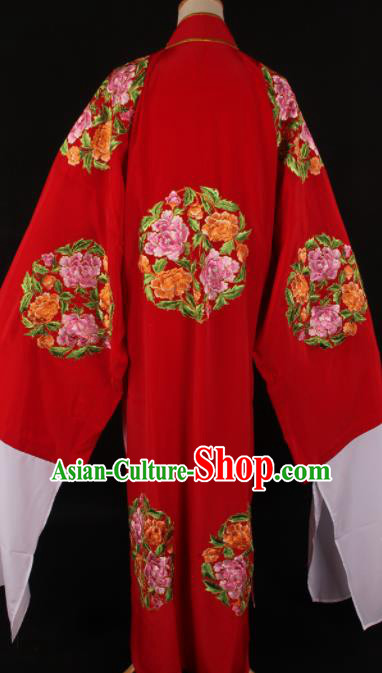Traditional Chinese Shaoxing Opera Niche Embroidered Red Gown Ancient Gifted Scholar Costume for Men